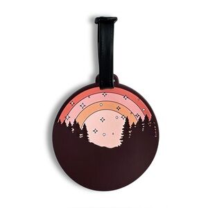 Celestial Stars and Rainbow Luggage Tag Silicone Pink Orange NWOT